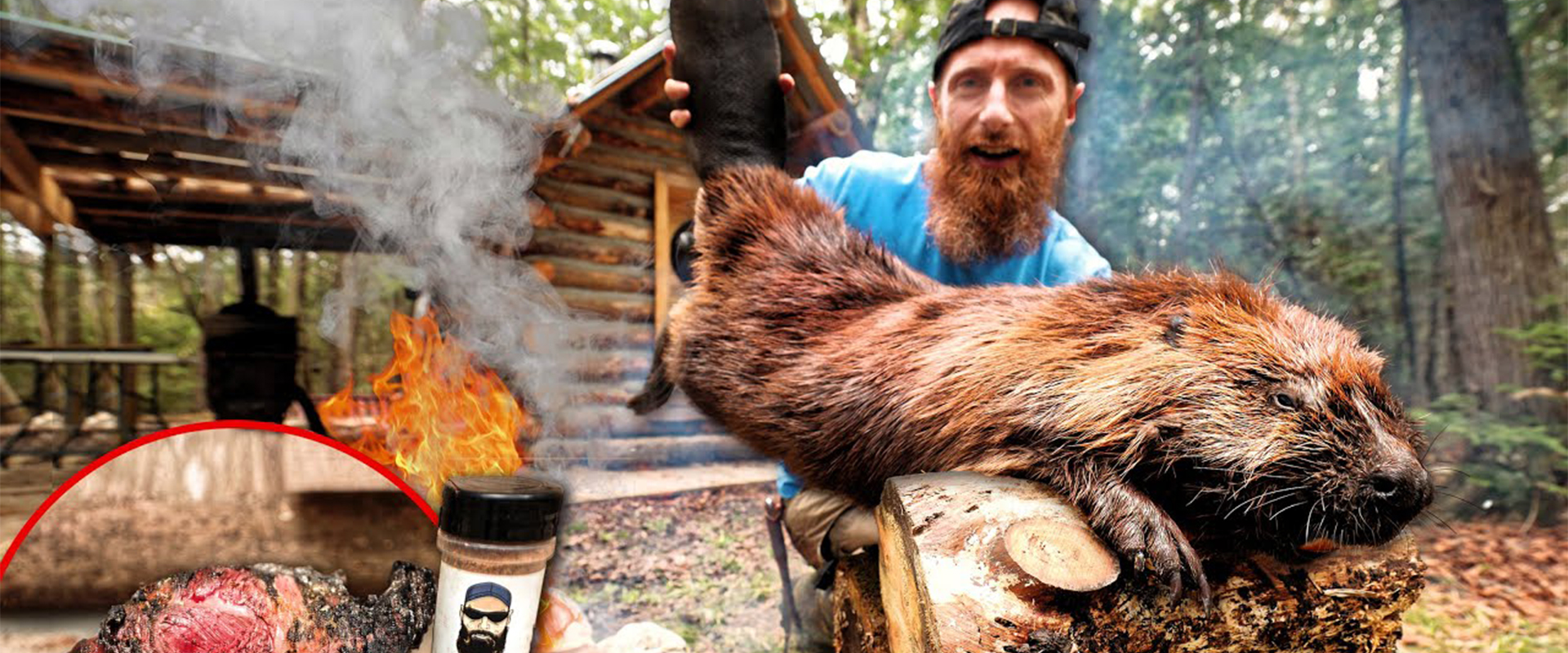 ⁣Caveman Cooking 70 lb Wild Canadian Beaver! (Start-to-Finish - ASMR) 